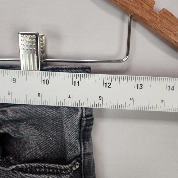 H&M Girls Patcwork Flare Leg Denim Jeans Size 8 Gray Colorblock Retro Adjustable - Picture 3 of 8